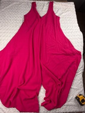 Sleeveless Fuchsia Wide-Leg Jumpsuit